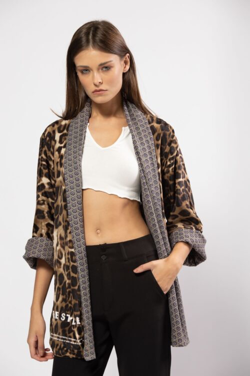 Leopard Two Side  Wide Opened Jacket STYLE