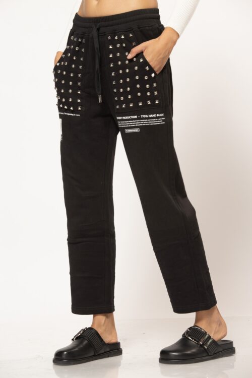Designed Black Studs Jogger Pullover Pants  PRODUCTION