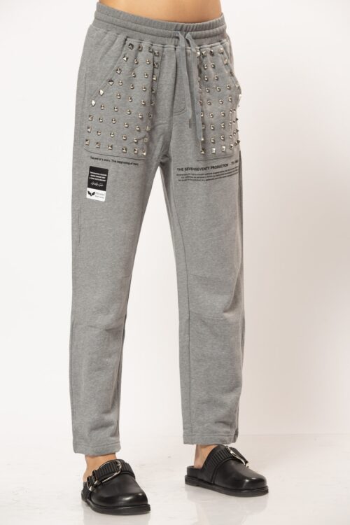Designed Gray Studs Jogger Pullover Pants  PRODUCTION