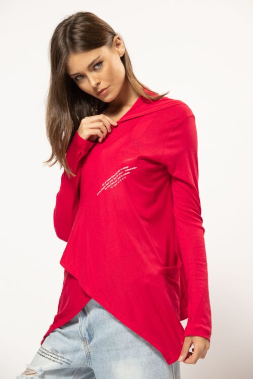 Red  Hooded Top  DIRECTION