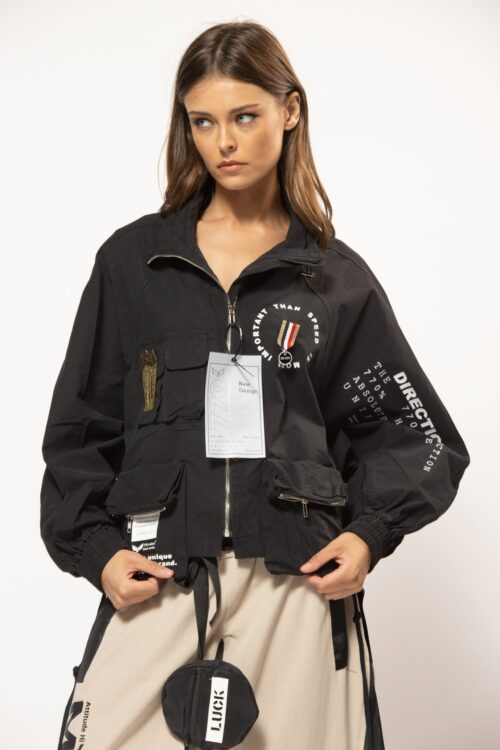 Black Color Designed cargo Jacket  DIRECTION