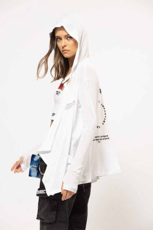 White Hooded Top  DIRECTION