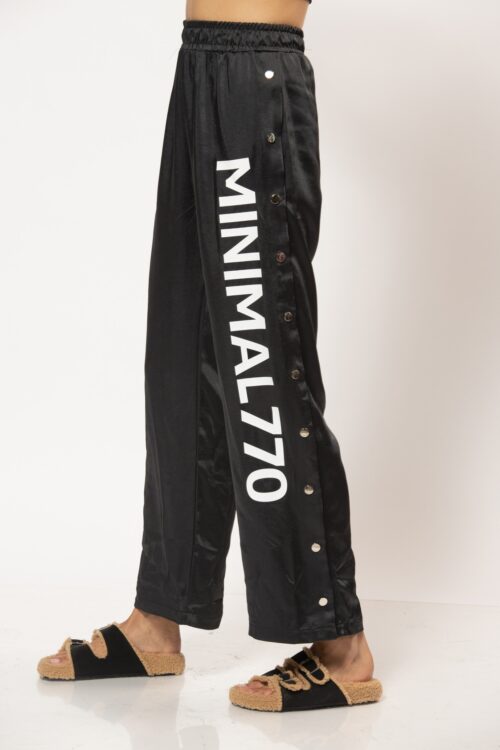 Designed Black Satin Jogger Pants  MINIMAL