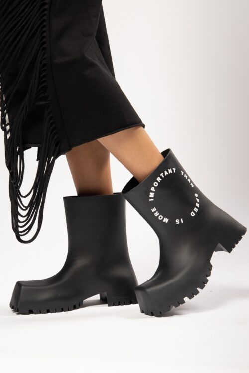 Black  High Cut Rubber Boots SPEED