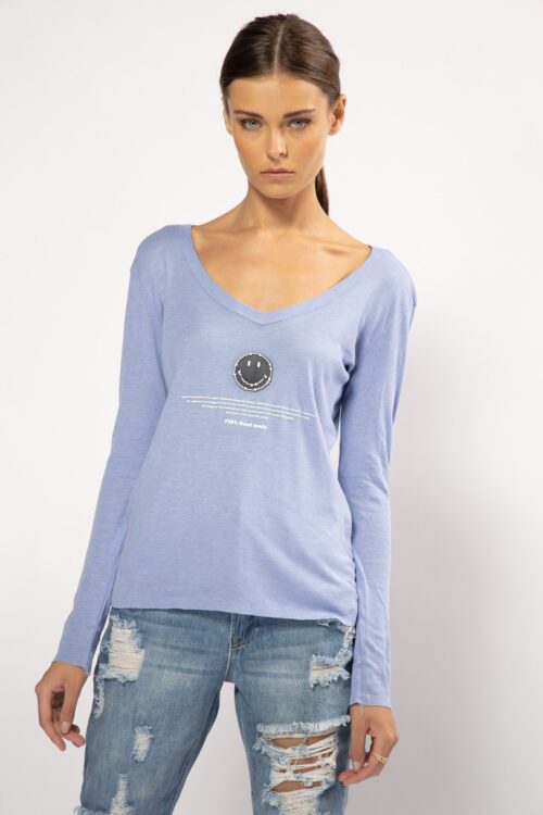 Light Purple Long Sleeves Basic Top  SMILE
