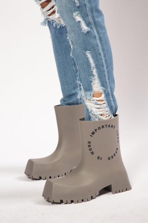 Gray High Cut Rubber Boots SPEED