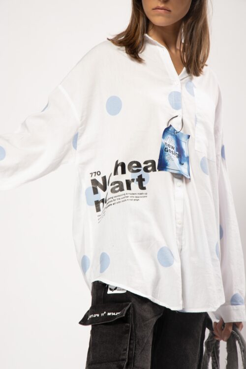 White Long Sleeves Wide Buttoned Top  ART  