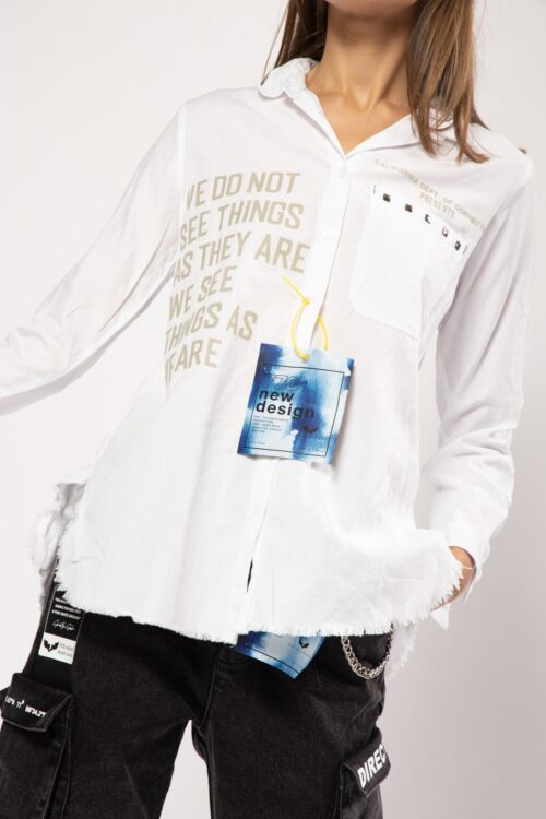 White Long Sleeves Buttoned Top  NOT