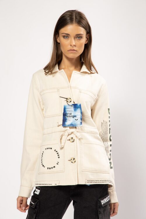 Beige Buttoned up Long Sleeves Jacket Top DIRECTION