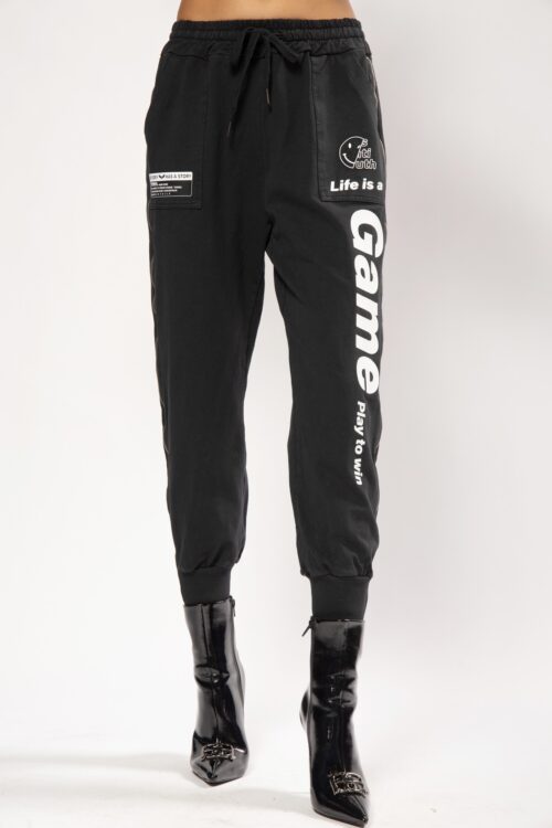 Designed Black Jogger Cotton Pants  GAME
