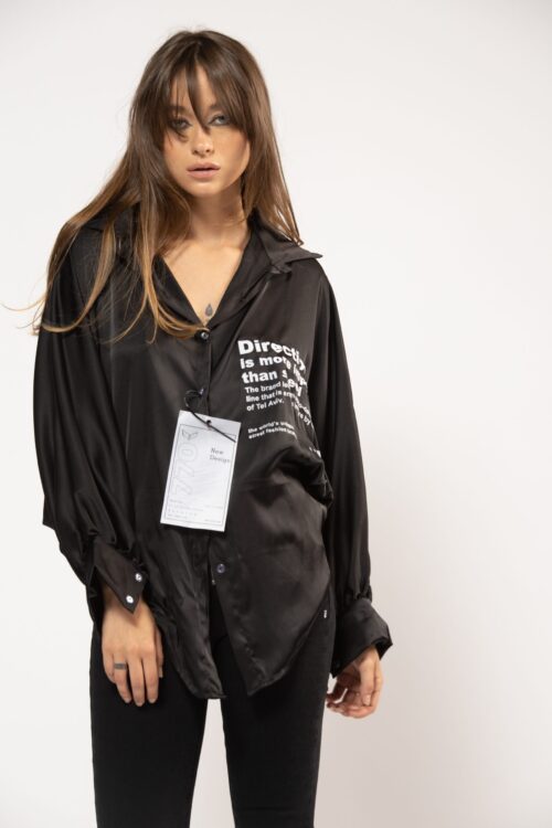 Black Buttoned up Satin Shirt DIRECTION