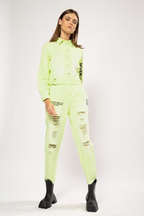 lemon Yellow  Designed  Denim Jumpsuit  SEVEN