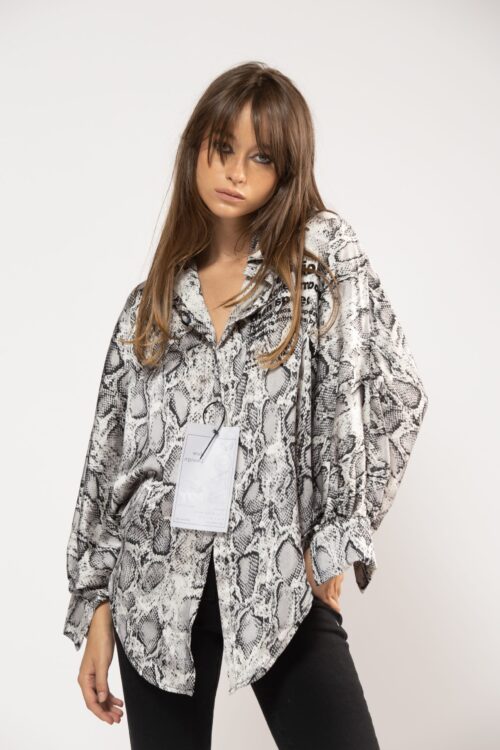 White and Grey colors Buttoned up Satin Shirt DIRECTION