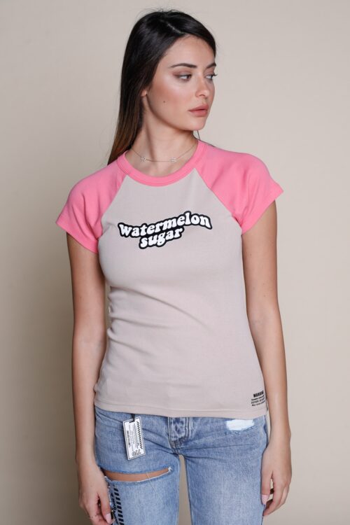 Beige and Pink T shirt WATERMELON