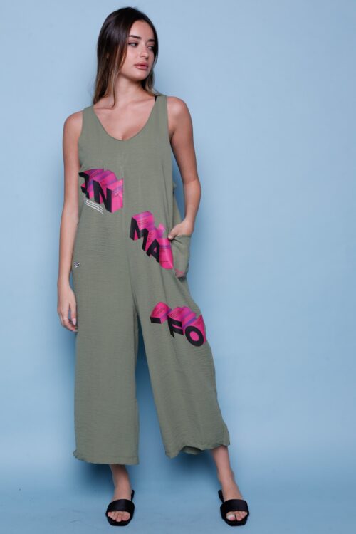 Olive Green Colors Tank  Neckline Long Overall IN