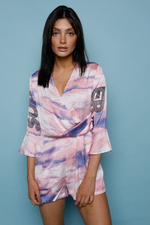 Pink And Purple Colors Tie Dye  Short Overall  SUPER