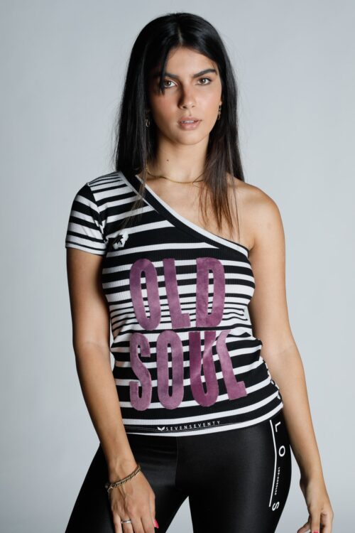 Black White One Sleeve Tank Top OLD SOUL