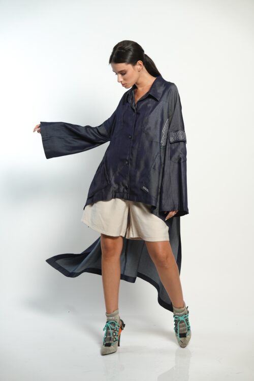 Denim Wide Jacket  Top  DESIGN