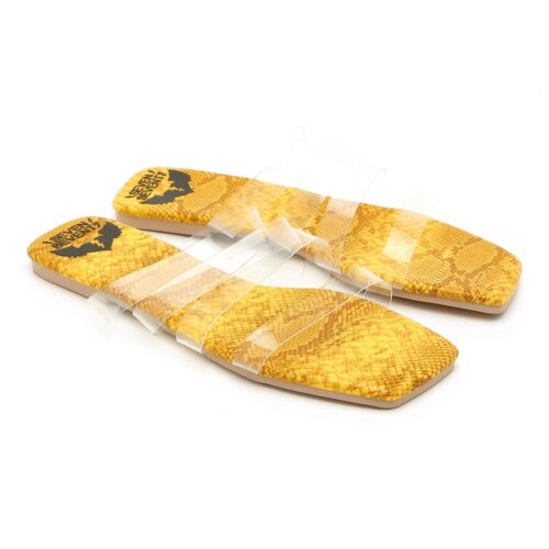 Opened Clear Straps and Yellow snake Slides flat  WILD 