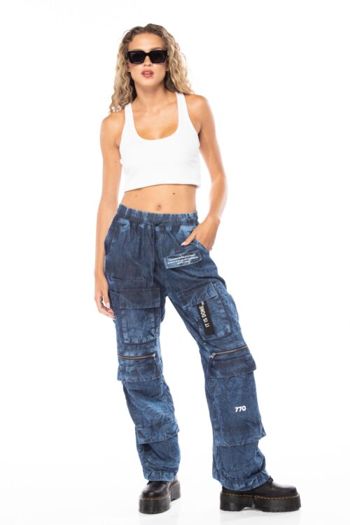 Street Style Wide Cargo Denim Pants  DONE