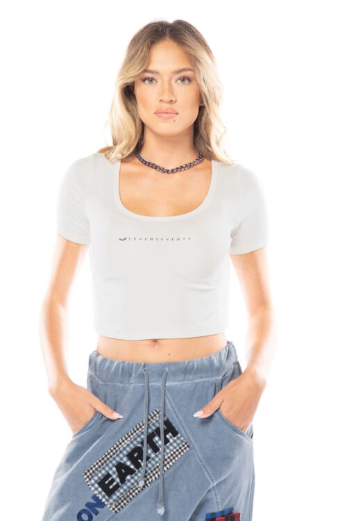   White Crop T Shirt  SEVEN