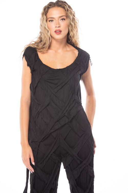  Designed Sleeveless   Asymmetric  Shirt  THINKING