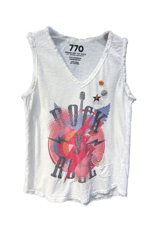  Washed Color Vintage Look Designed  Tank  ROCK
