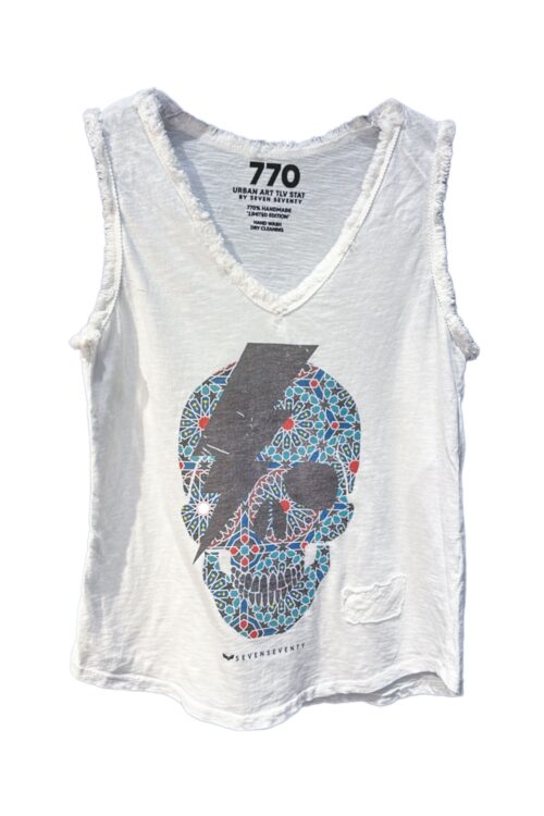  Washed Color Vintage Look Designed  Tank  SKULL