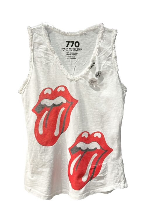  Washed Color Vintage Look Designed  Tank LIPS