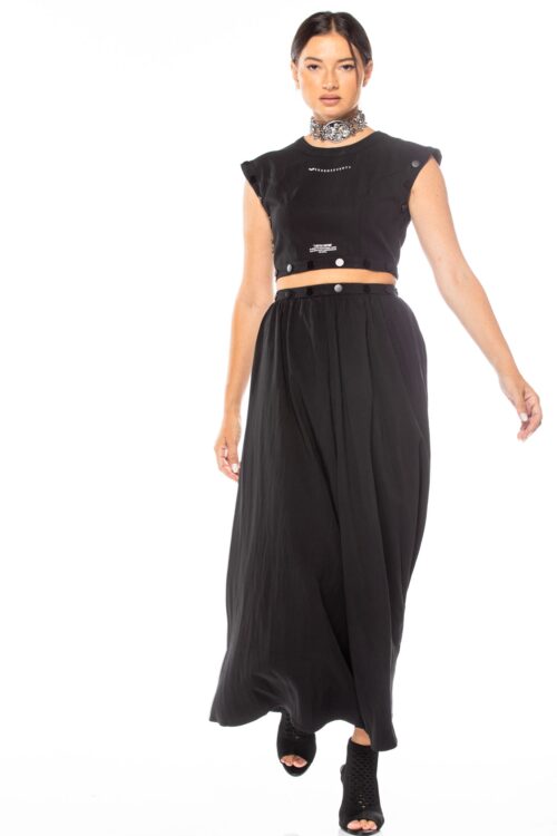 Black Two Piece Skirt And Top Set  LIMITED