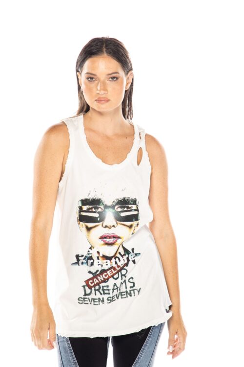  White Color Vintage Look Designed Tank  SUN