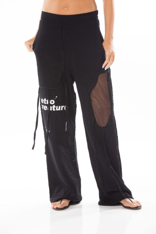 Fine Tetra Cotton And Net Fabric Pants  RETRO