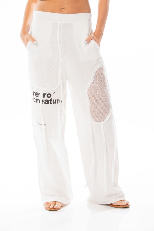 Fine Tetra Cotton And Net Fabric Pants  RETRO