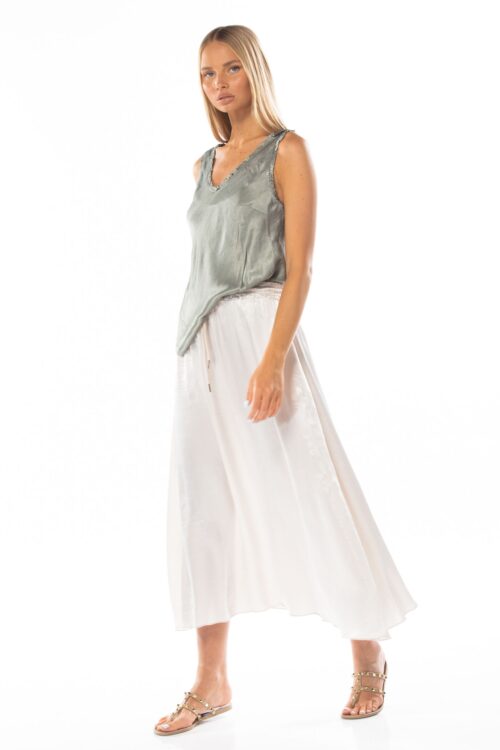 Satin midi skirt long