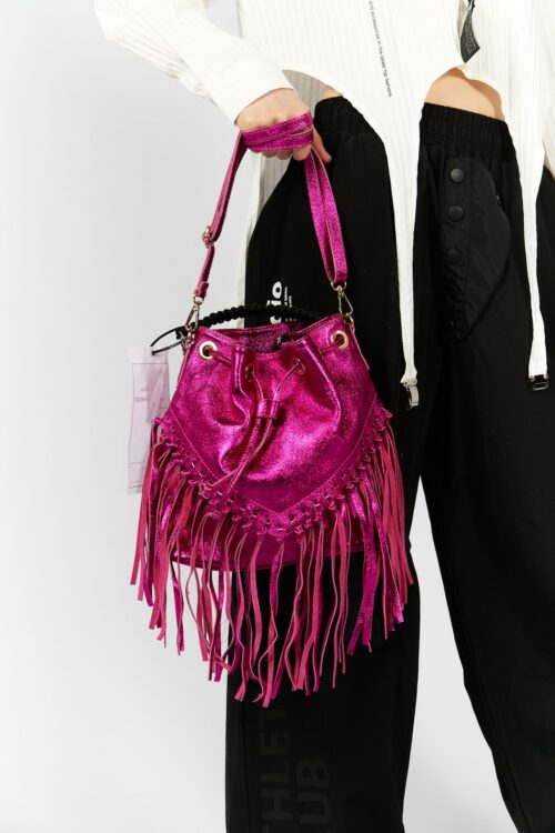 Designed Fringe Leather Hand Bag STYLE