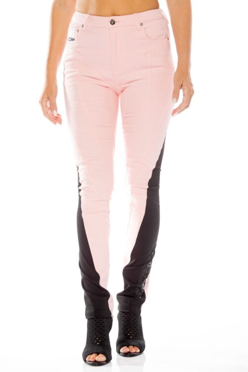 Designed Denim With Black Fabric  Pants  SEVEN