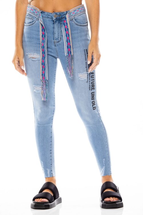 Designed Destroyed Denim Pants  770