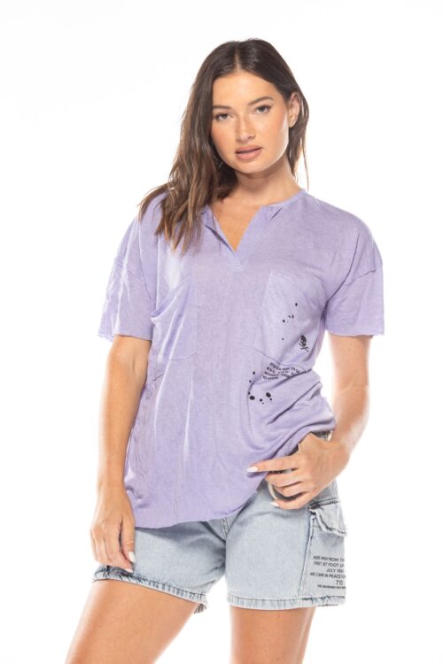 Designed Wide  T- Shirt with Pocket SKULL