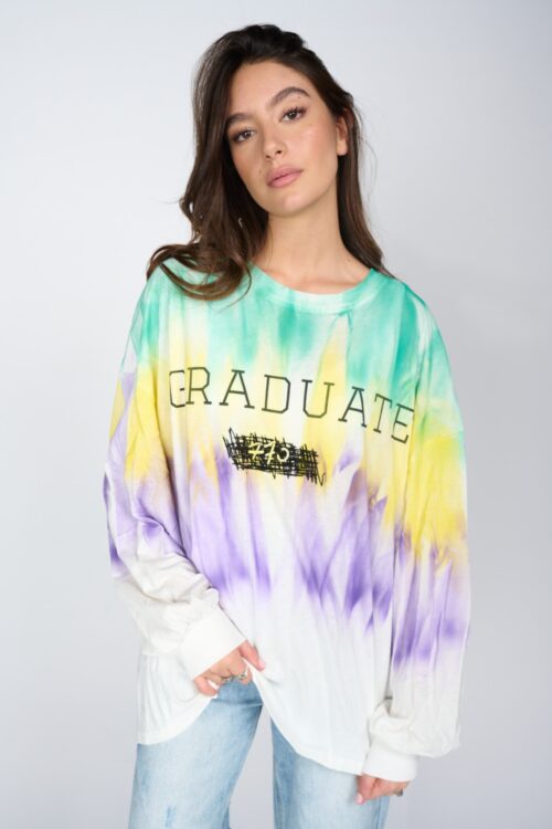 Long Sleeve Tie Dye Oversize  Top  GRADUATE