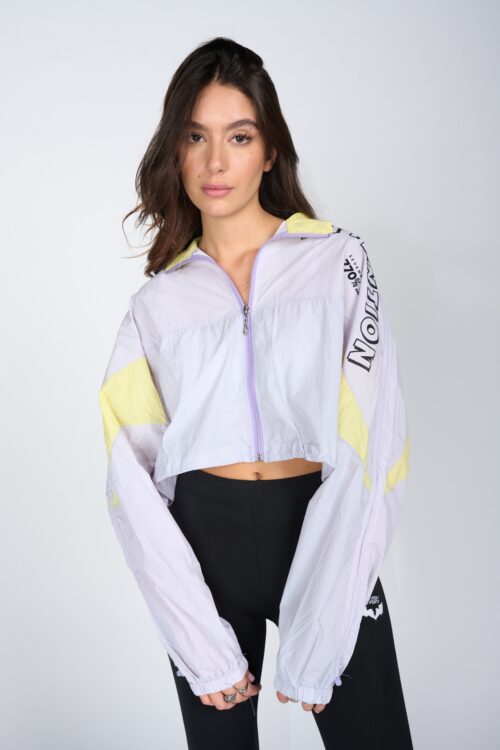 Nylon Sporty Crop Cut Jacket  LOS ANGELES