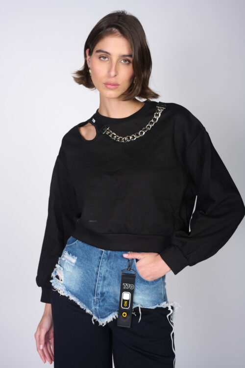 Long Sleeve Chain Pullover Top  SKULL