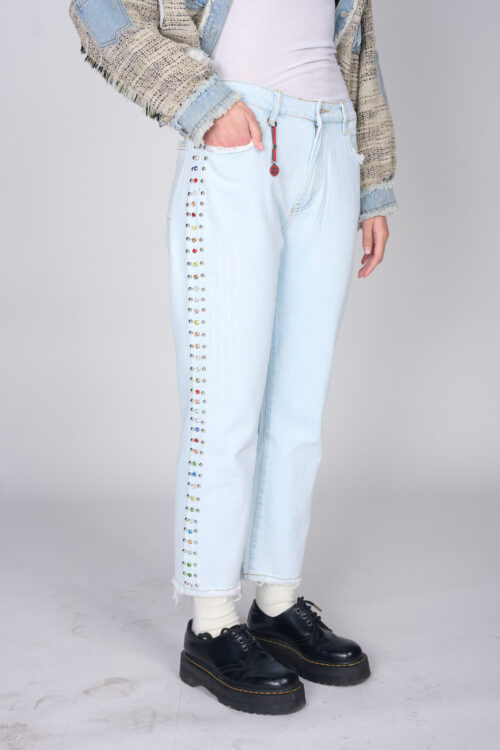 Designed Light Blue  Denim Pants  FASHION