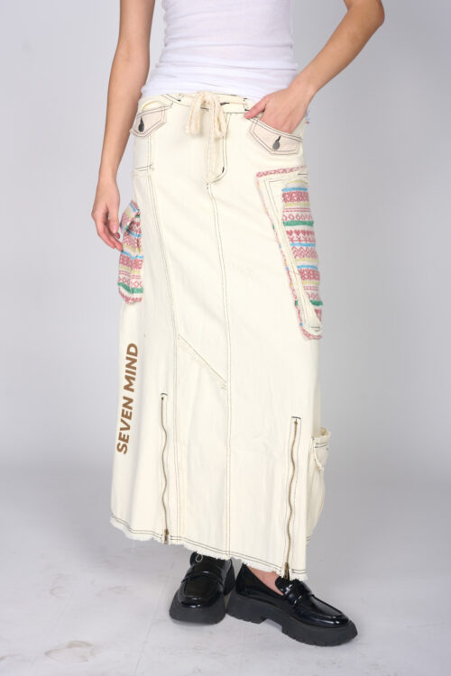 Maxi Denim Designed Skirt MIND