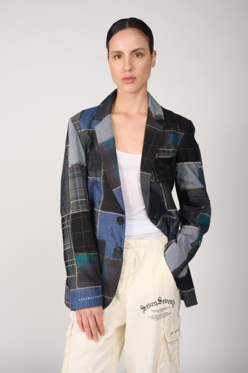 Designed Denim Patched Blazer Jacket DESIGN