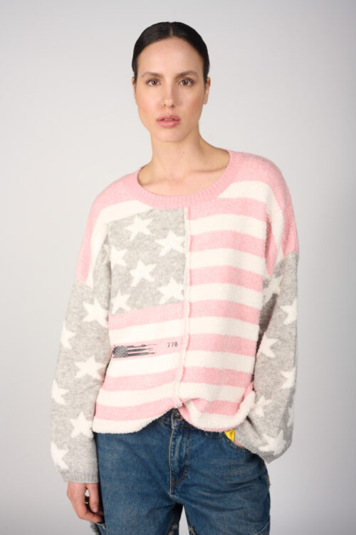Knit Designed Top O Neckline USA
