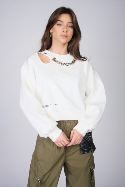Long Sleeve Chain Pullover Top  SKULL