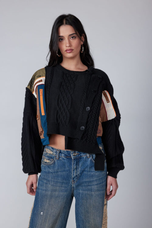 Asymmetric Knit Jacket Top USA