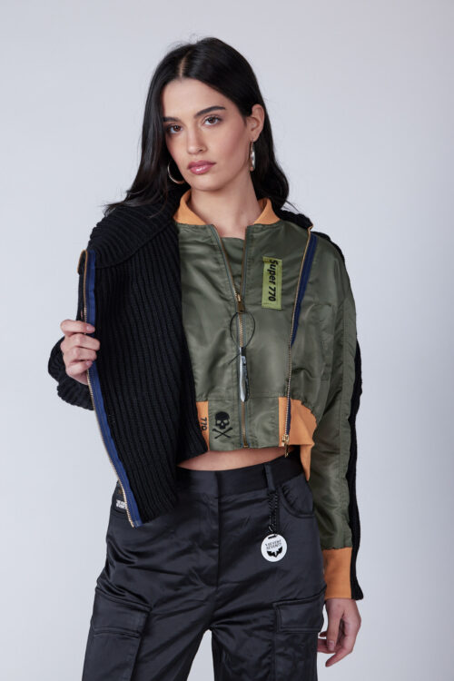 Satin Sporty Jacket With Knit SUPER 770