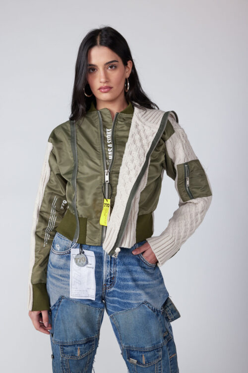 Satin Jacket With Knit and Cotton Fabrics SUPER 770