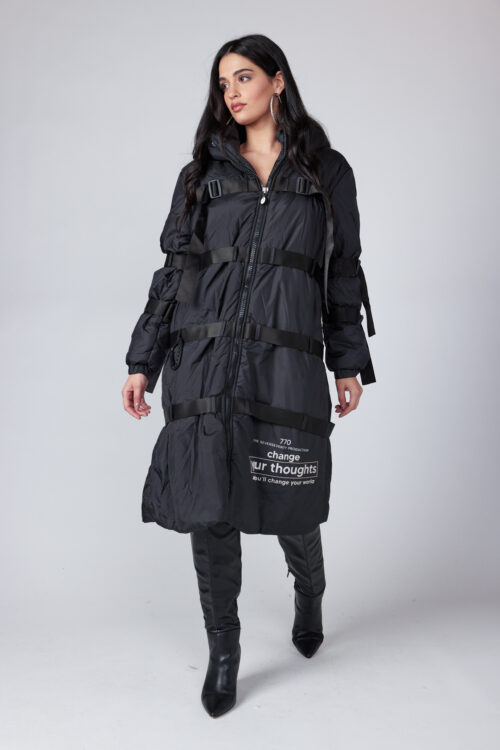 Designed  Long Wide Puffer Black Coat  THOUGHTS